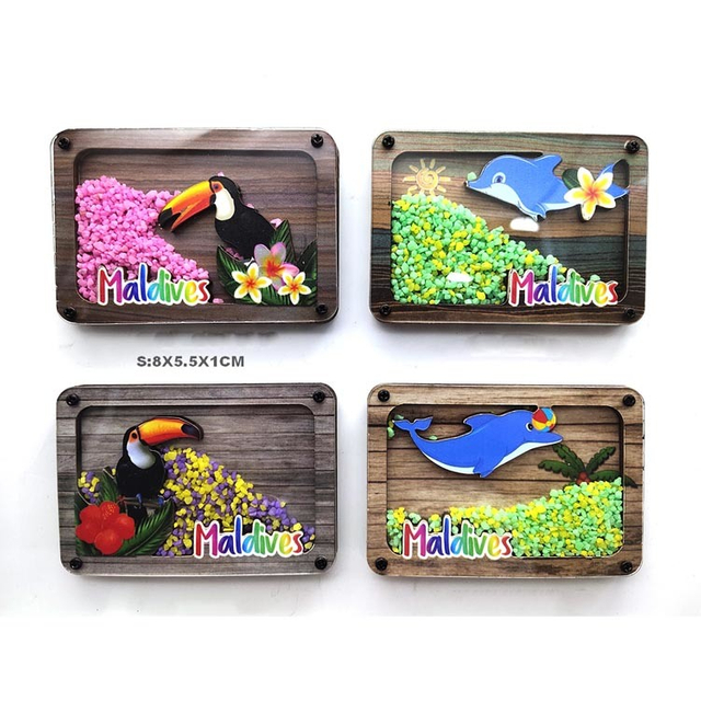 Custom Tourist Souvenir Beach MDF Acrylic Fridge Magnet with Beads