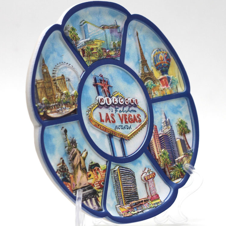 Wholesale Decorative 3D Landscape Plate Custom Printing Souvenir Polyresin Plate