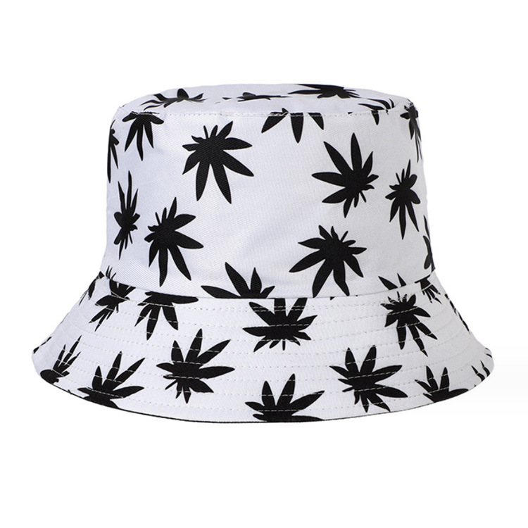 Custom Printed Fashion Fisherman Cap Jamaica Leaf Weed Bucket Hats