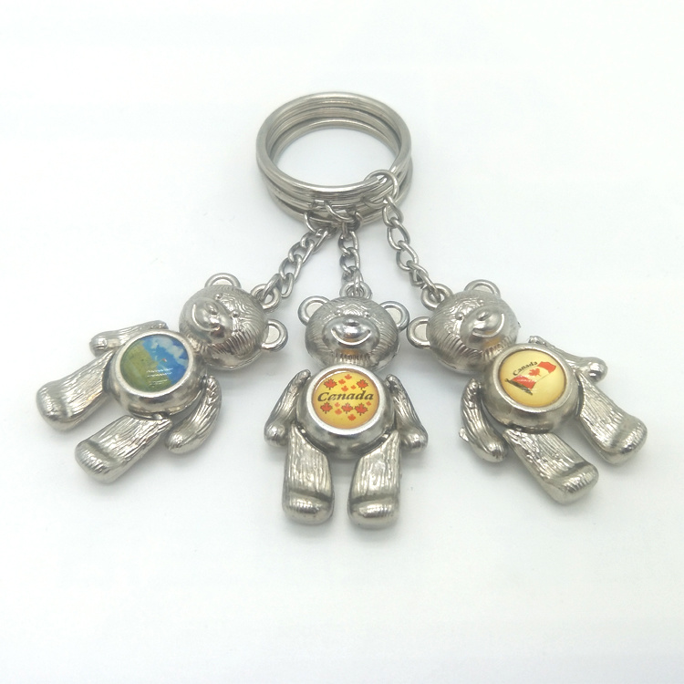 Custom Logo Zinc Alloy Metal Cute Movable Bear Germany Souvenir Keychain