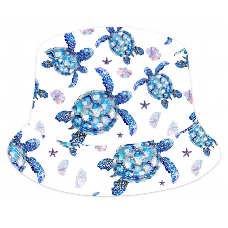 Wholesale Turtle Cap Caribbean Tropical Beach Souvenir Turtle Fisherman Bucket Hats with Custom Logo