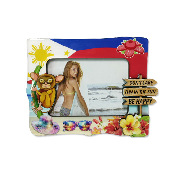 Custom Logo Design Beach Tourist Souvenir 4X6 MDF Photo Frame Epoxy Picture Frame