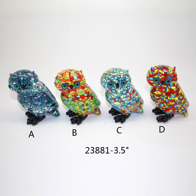 Wholesale Custom Animal Figurine Home Decor Colorful Resin Owl Statue