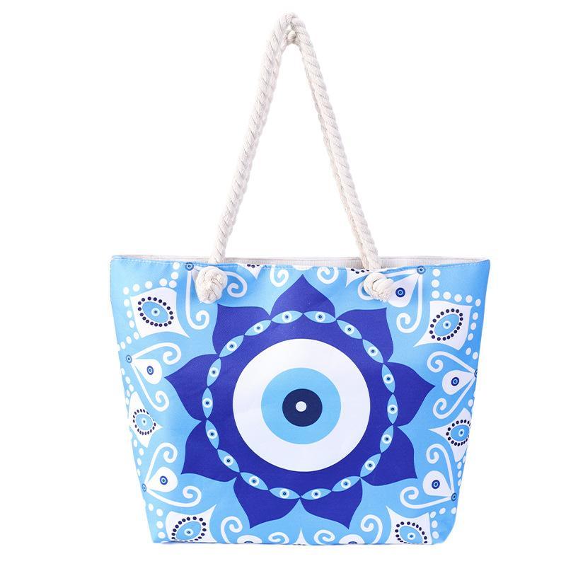 Wholesale Custom Logo Printing Designer Fashion Women Canvas Evil Eye Beach Tote Bag