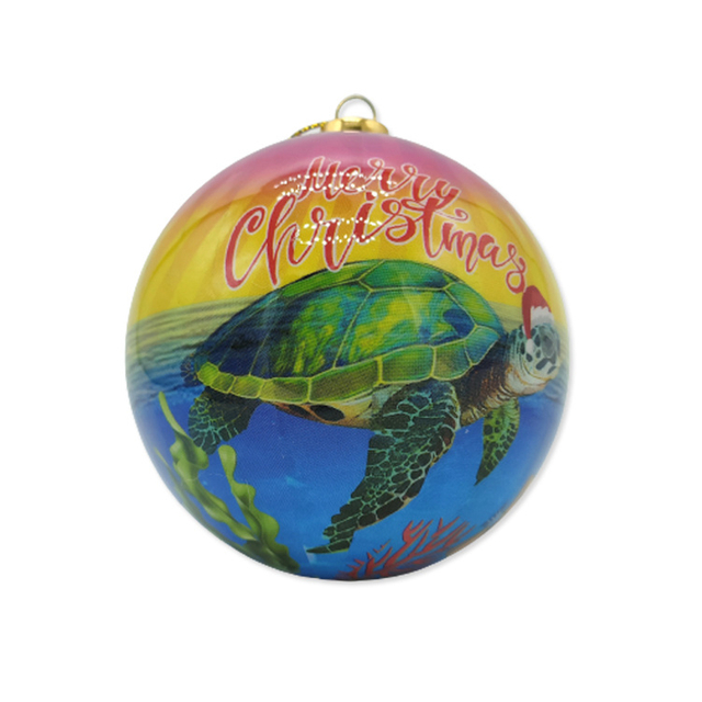 Custom Printing Christmas Tree Decor Souvenir Gift Sea Turtle Beach Design 8cm Foam Christmas Ball