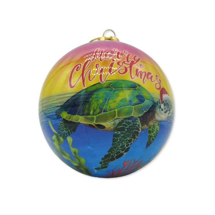 Custom Printing Christmas Tree Decor Souvenir Gift Sea Turtle Beach Design 8cm Foam Christmas Ball