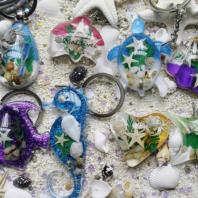 Ocean Series Beach Souvenir Resin Shell Insect Keychain