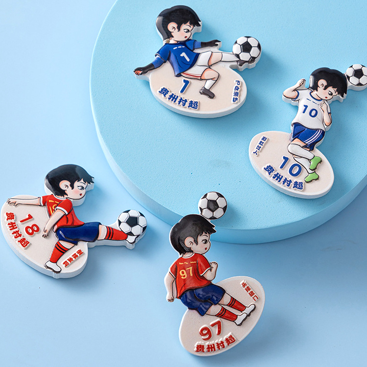 Custom Logo Shaped Resin Printing Soccer Football Souvenir Fridge Magnet