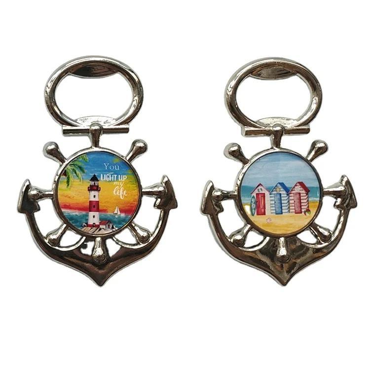 Factory Price Custom Logo Zinc Alloy Metal Nautical Tourist Souvenir Anchor Bottle Opener with Magnet