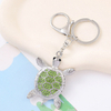 Wholesale Metal Ocean Series Beach Souvenir Rhinestone Turtle Keychain Turtle Key Chain