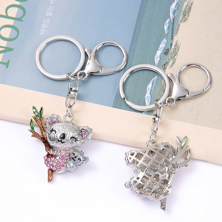 Wholesale Metal Women Handbag Pendant Cute Animal Rhinestone Australia Souvenir Koala Keyring Koala Keychain