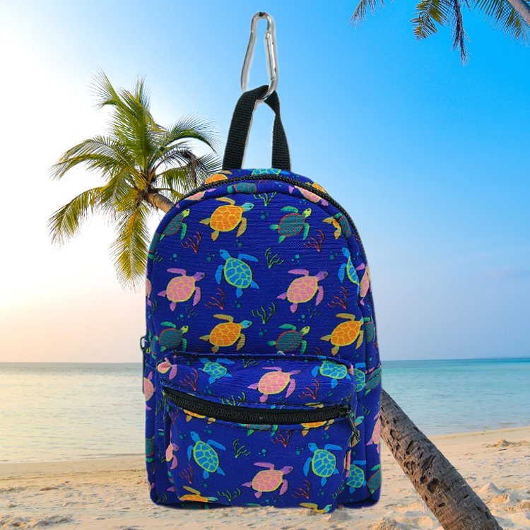 Custom Printing Beach Souvenir Cute Turtle Mini Backpack Keychain Mini Backpack Coin Purse