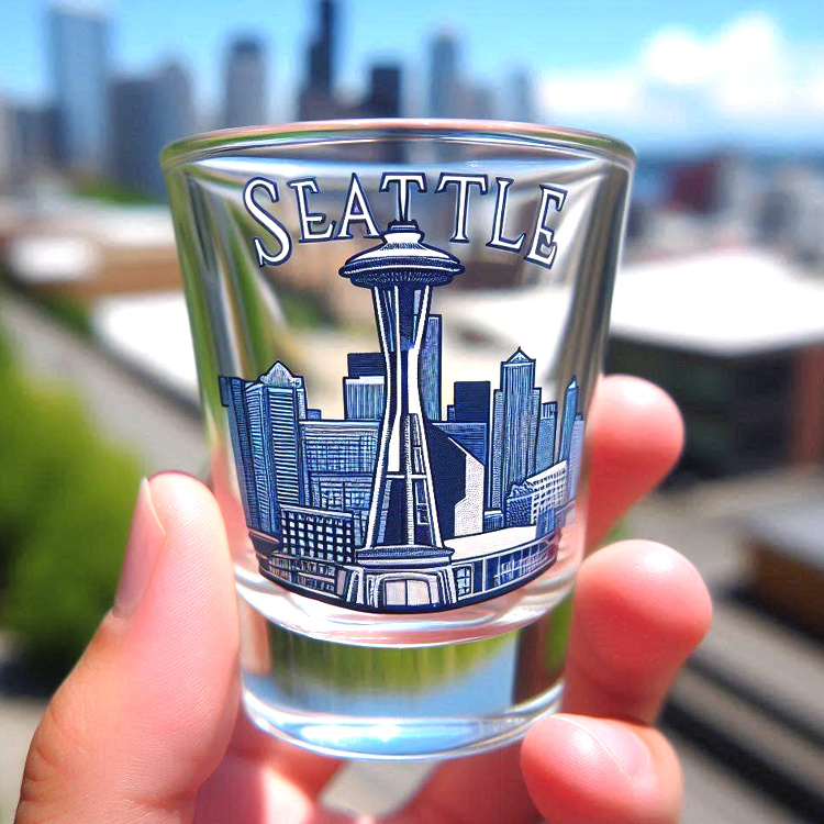 Customized Logo USA City Building Design Space Needle and Skyline Seattle Souvenir Shot Glass