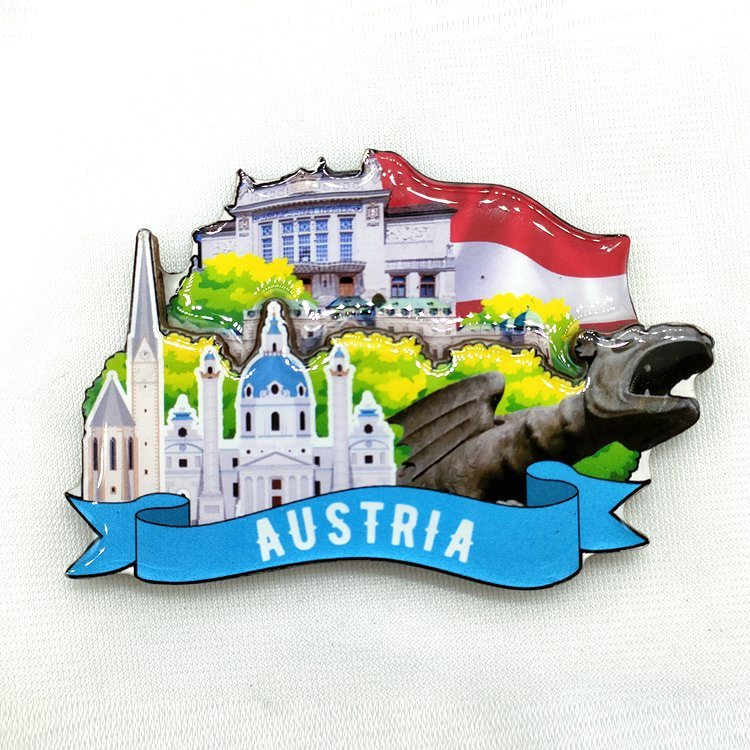 Customised Logo Wood MDF Tourist Vienna Souvenir Austria Fridge Magnet