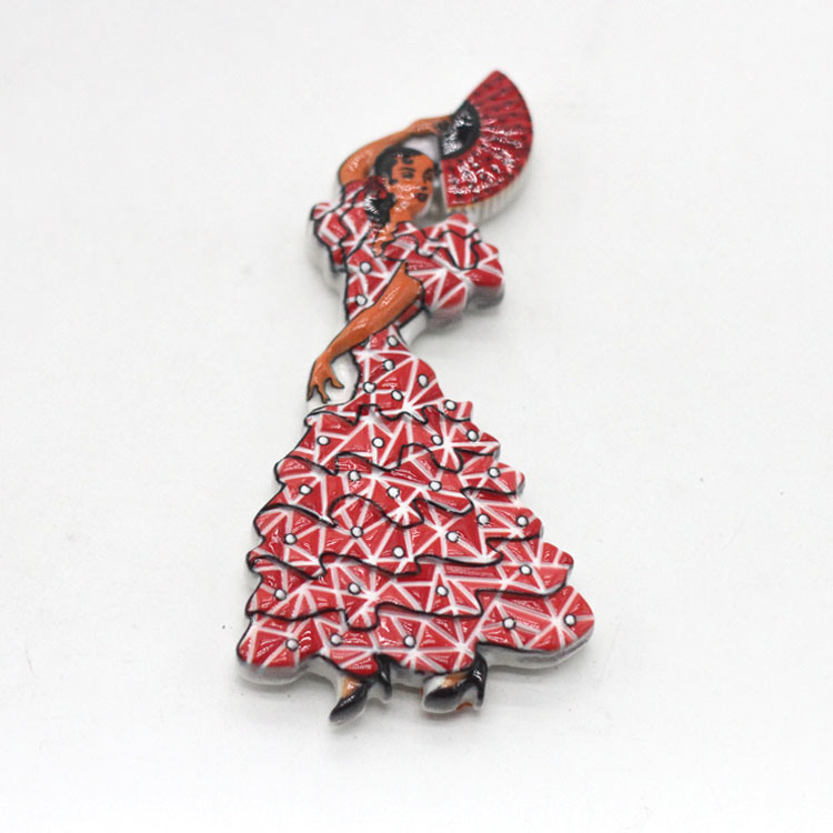 Wholesale Travel Souvenir Resin Magnet Flamenco Spain Souvenir Dancer Girl Fridge Magnet