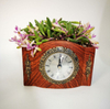 Vintage Desk Ornament Resin Craft Clock Flower Pot Polyresin Plant Pot