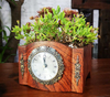 Vintage Desk Ornament Resin Craft Clock Flower Pot Polyresin Plant Pot