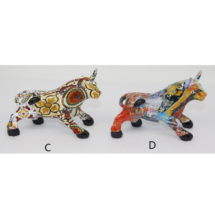 Custom Home Decorative Cattle Sculpturecolorful Resin Cow Statue