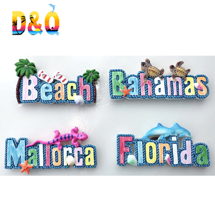 Custom Logo Resin Letter Souvenir Magnet Beach Tourist Mallorca Souvenir Fridge Magnet