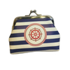 Nautical Crab Printed Souvenir Gift PU Leather Striped Coin Purse