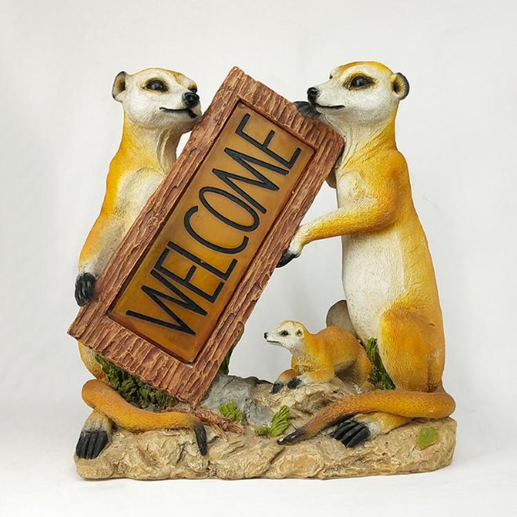 Custom Outdoor Garden Decor Resin Welcome Sign Animal Statue