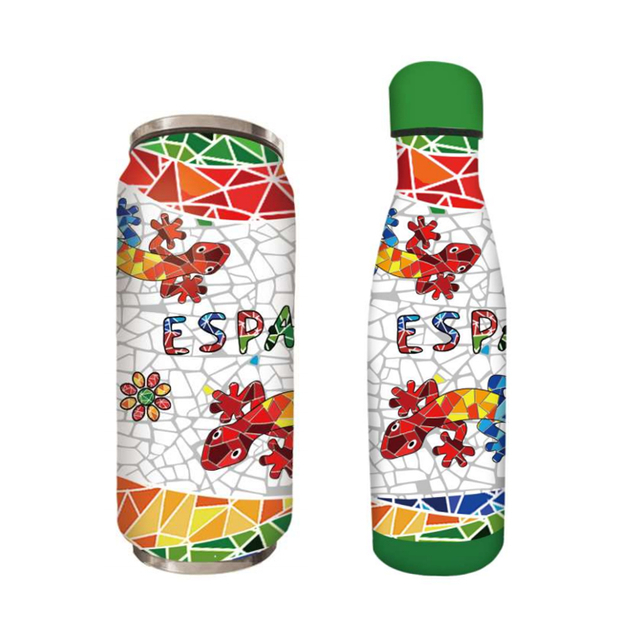 Custom Logo Mosaic Design 500 ML Stainless Steel Water Bottle Barcelona Cup Spain Souvenir Barcelona Mug