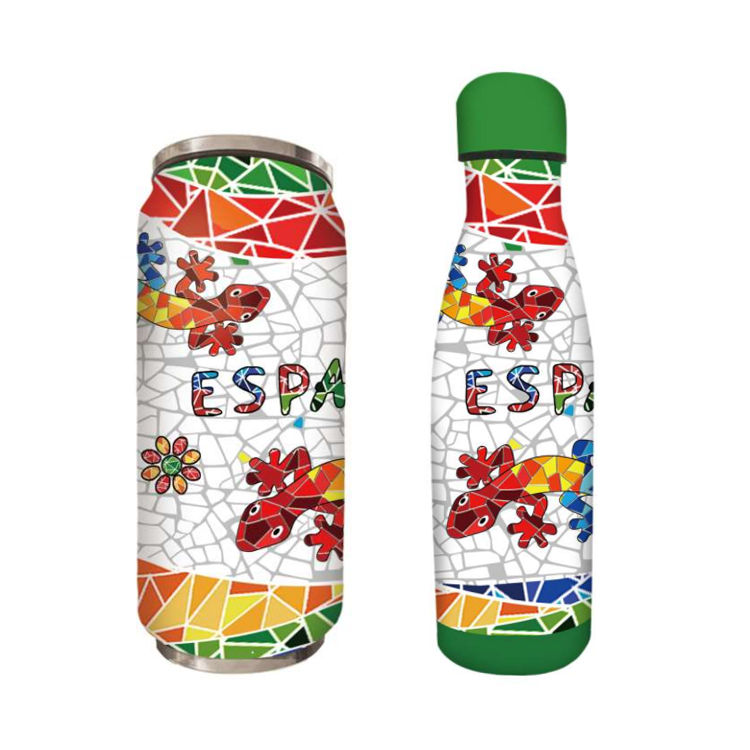 Custom Logo Mosaic Design 500 ML Stainless Steel Water Bottle Barcelona Cup Spain Souvenir Barcelona Mug