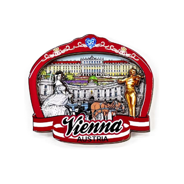Factory Customized Design MDF Refrigerator Magnet Austria City Souvenir Wood Magnet Vienna Souvenir Fridge Magnet