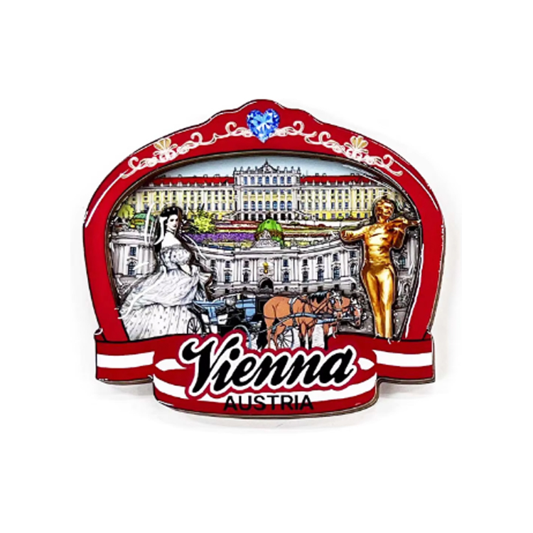 Factory Customized Design MDF Refrigerator Magnet Austria City Souvenir Wood Magnet Vienna Souvenir Fridge Magnet