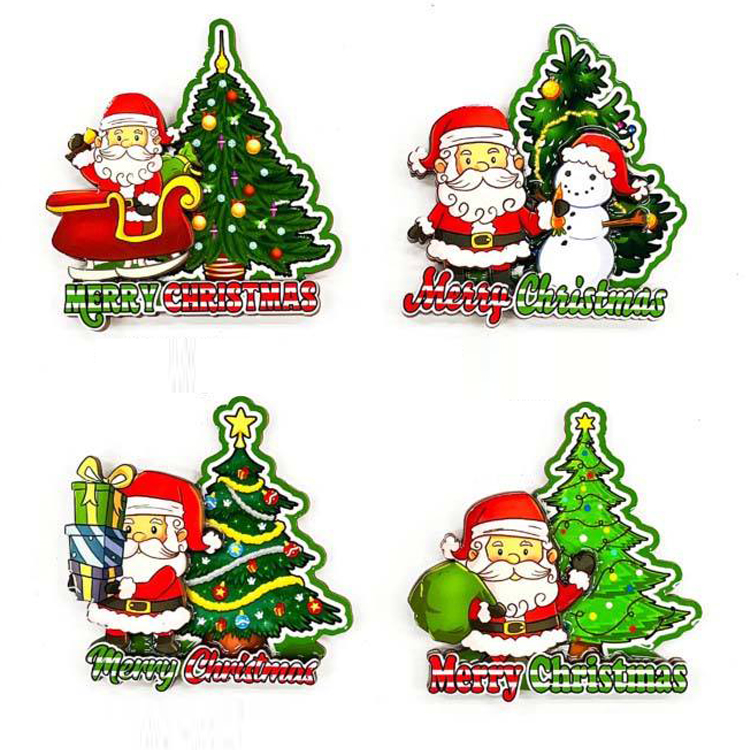 Customized Logo Souvenir Gift Christmas Refrigerator Magnets Sticker Wooden Mdf Christmas Fridge Magnets
