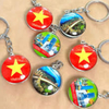 Custom Logo Glass Key Chain Da Nang Vietnam Keyring Hanoi Ho Chi Minh Souvenir Vietnam Flag Keychain