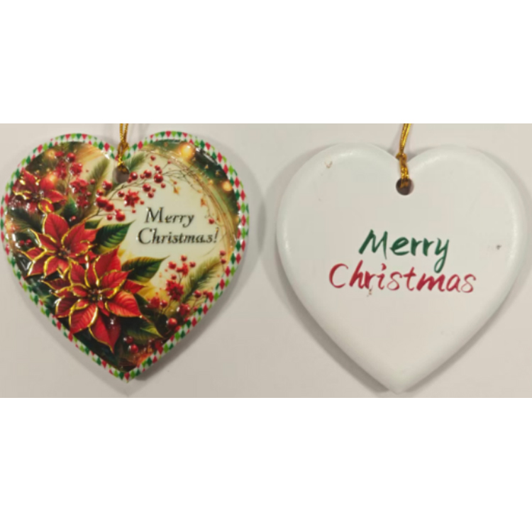 Factory Custom 3d Printed Ceramic Christmas Decoration Hanging Sublimation Ceramic Christmas Ornament
