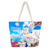 Custom logo Digital Printing Casual Coastal Canvas Turtle Greece Souvenir Beach Tote Bag with Little Bag