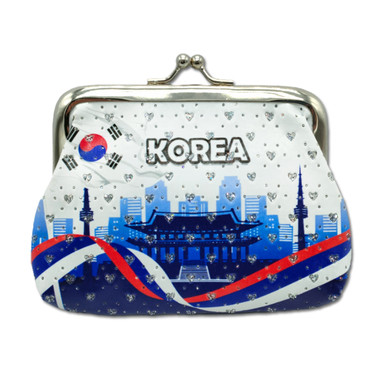 Custom Printed Pu Leather Coin Wallet Santorini Souvenir Greek Greece Coin Purse