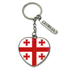 Customized Logo Metal Heart Shaped Keyring Georgian Souvenir Georgia Keychain