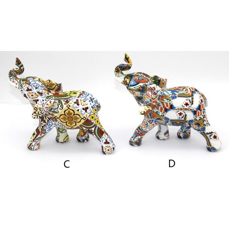 Home Decorative Resin Craft Elephant Statue Colorful Elephant Figurines