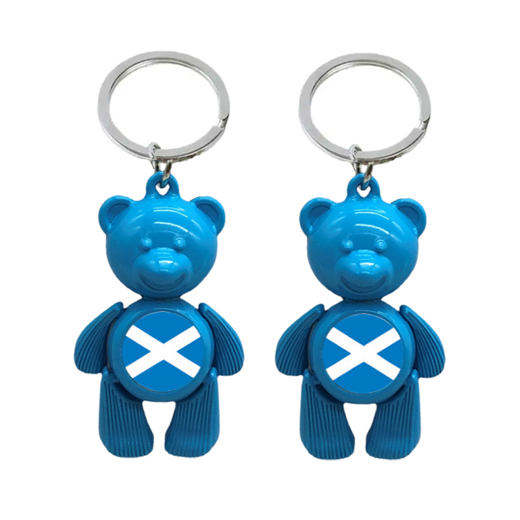 Custom Logo Scottish Metal Bear Keyring Scotland Souvenir Keychain Scotland Key Chain