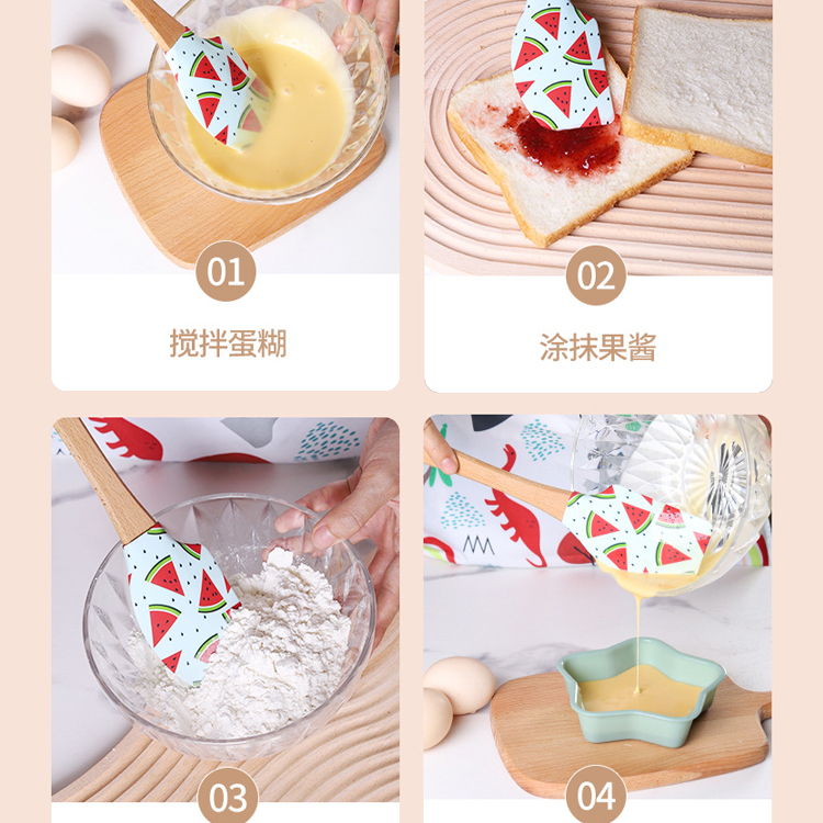 Customized Printed Silicon Spatula Kitchen Decor Portugal Gift Silicone Spatula with Wooden Handle