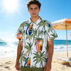 Wholesale Customized Logo Quick Dry Fashion Tropical Vibes Beach Vacation Men's Summer Short Palm Tree Shirt 