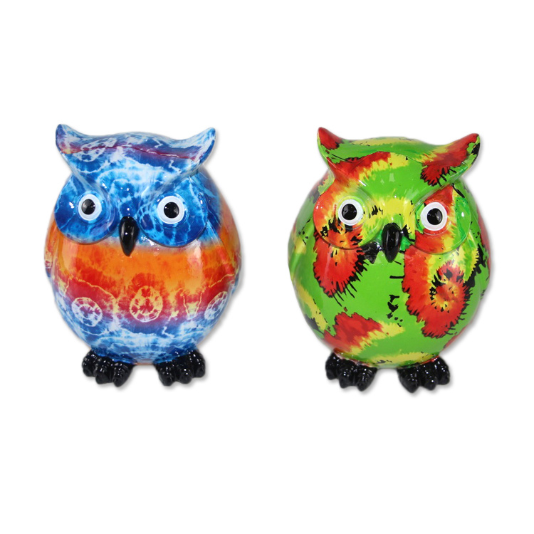 Wholesale Custom Resin Small Colorful Owl Figurines Statue Decoration for Home Decor