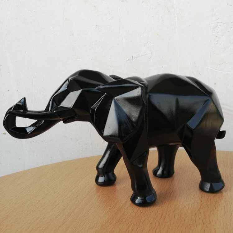 Nordic Geometric Abstract Home Animal Sculpture Ornament Desktop Decoration Resin Gold Elephant Statue