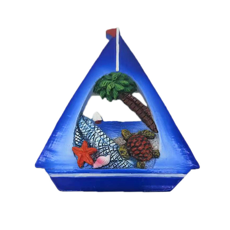 Customized Logo Ocean Nautical Beach Style Resin 3D Tourist Souvenir Boat Fridge Magnet