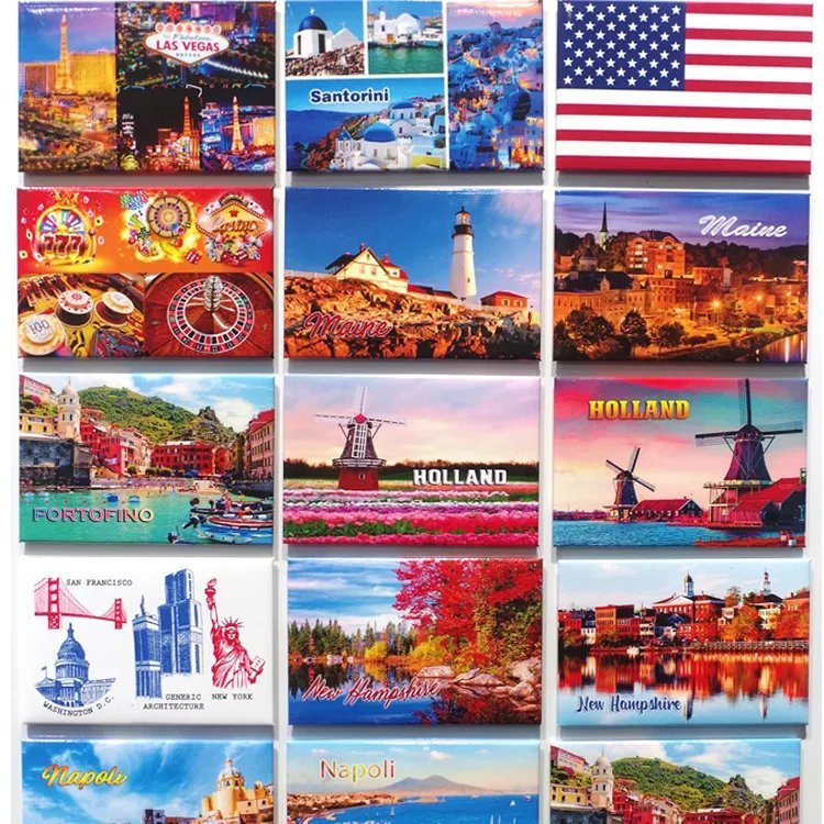 Wholesale Factory Custom City Design Promotional Gifts Souvenirs Tourist Gift Photo Tin Fridge Magnet