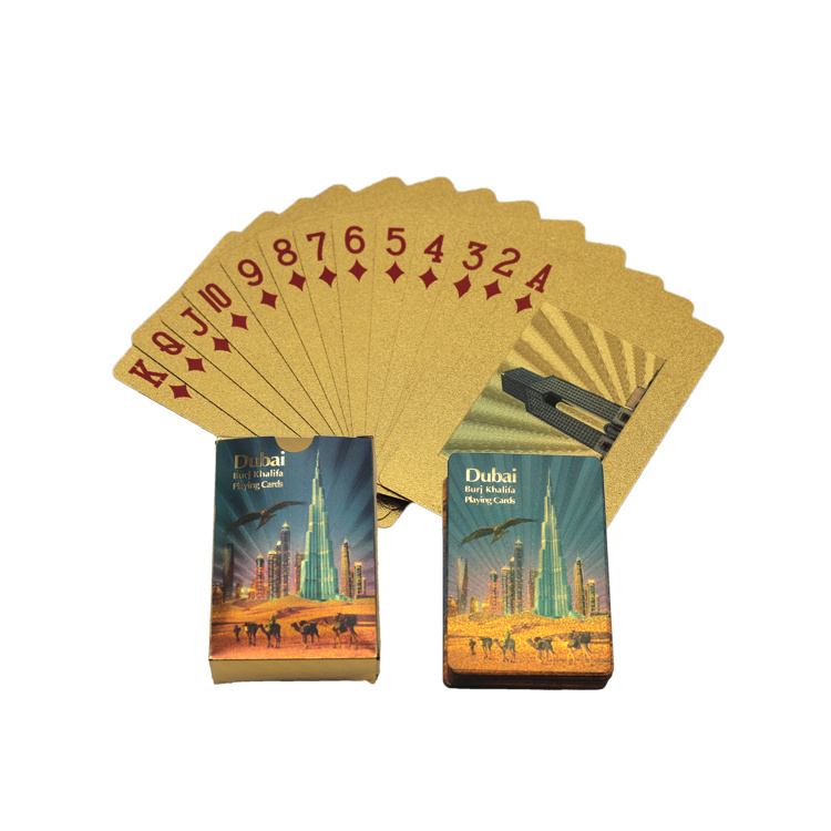 Wholesale Waterproof Gold Dubai Tourist Souvenir Playing Cards Custom Logo