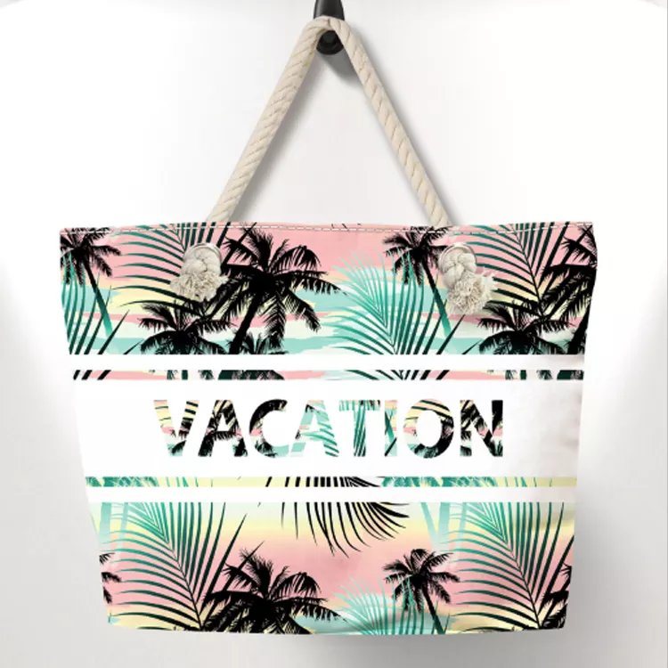 Personalized Design Big Tie Dye Beach Bag Canvas Shoulder Pockets Beach Tote Bag for Souvenir