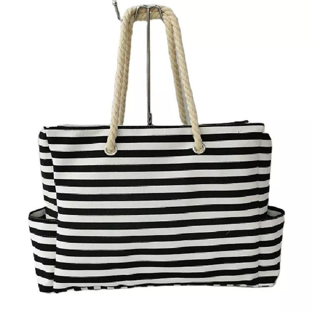 Extra Large Beach Travel Sandproof Canvas Beach Tote Bag with Pocket