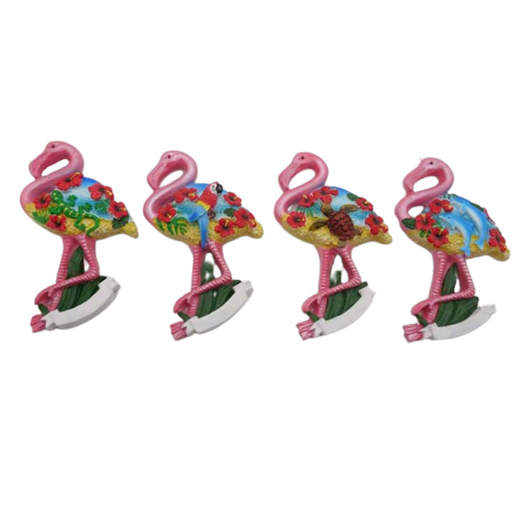 Travel Gift Hand Painted Polyresin Flamingo Aruba Souvenir Fridge Magnet