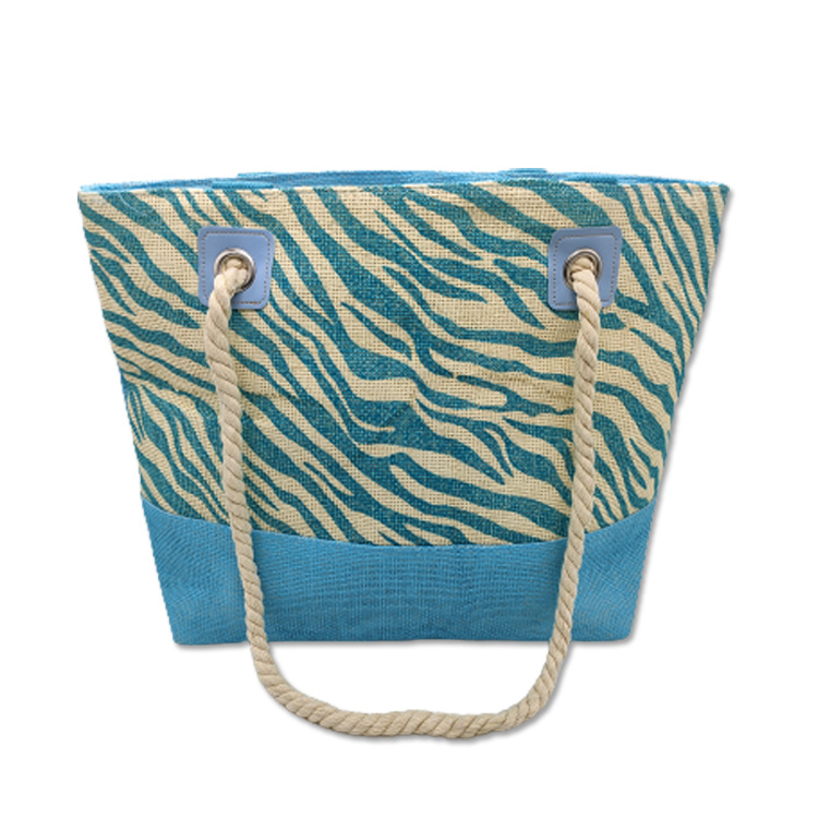 Wholesale Customized Printing Women Summer Jute Straw Beach Tote Bag with Straw Hat