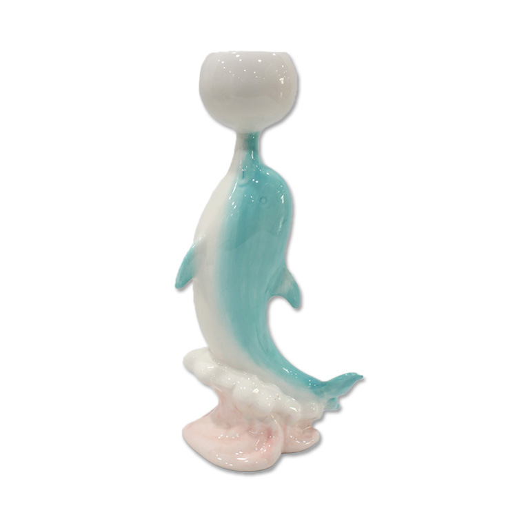 Tropical Beach Ocean Style Animal Craft Home Decor Ceramic Dolphin Figurine