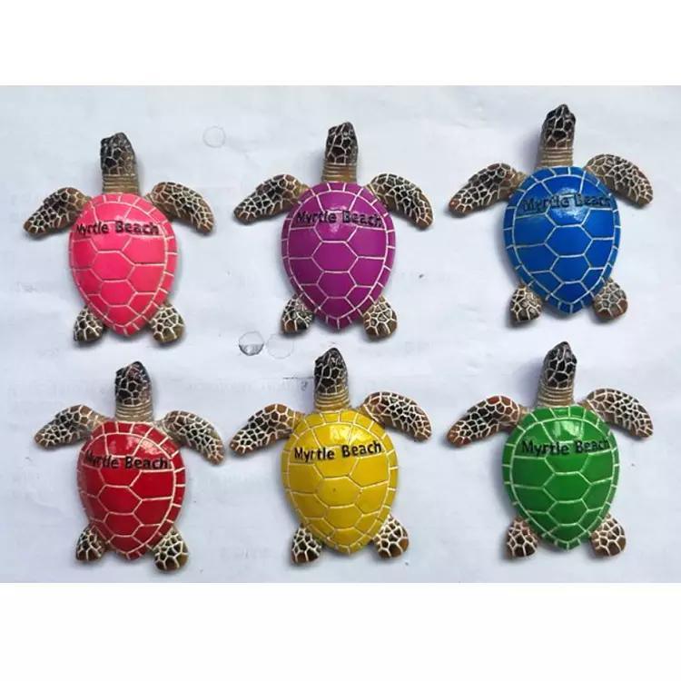 Factory Custom Resin Turtle Magnet Beach Tourism Souvenir 3D Polyresin Handmade Painting Fridge Magnet